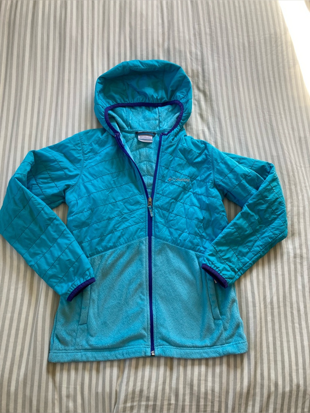Teal/indigo Columbia Jacket Unisex Youth L/Women XS